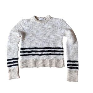 A.L.C Boucle Cream Striped Cropped  Sweater - XS